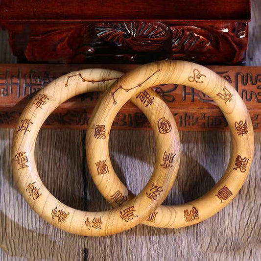 Lightning strikes jujube Qiankun circle lightning struck the peach wood Yin and Yang rings Taoist style handle piece Yin Yang bracelet