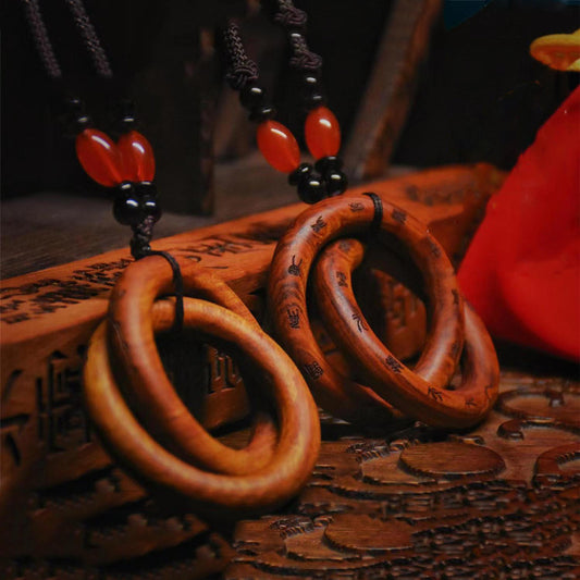 Lightning strikes jujube Qiankun circle peach wood Yin Yang rings Taoist style pendant handle piece Yin Yang bracelet